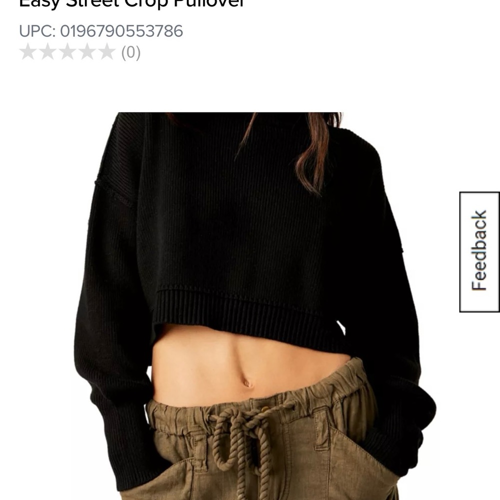 Free people easy street crop pullover sweater black